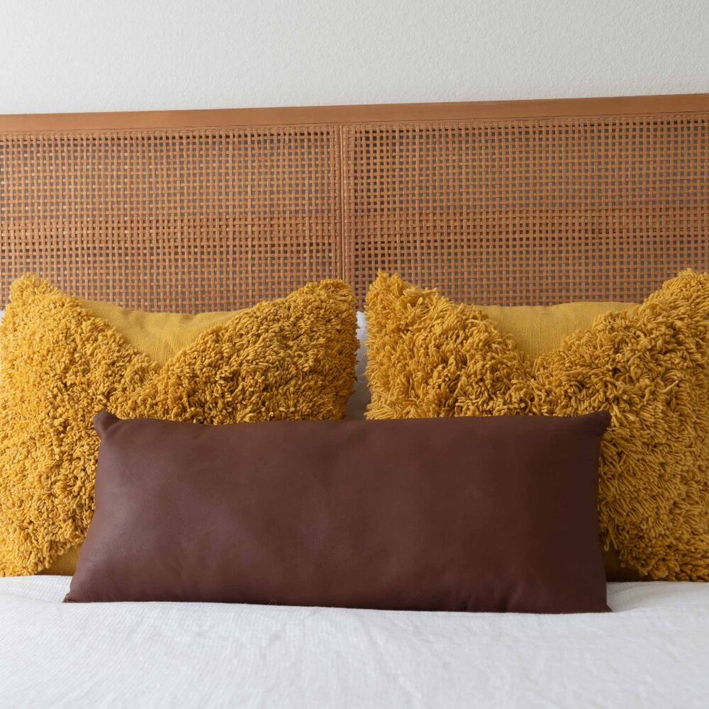 NWT Chestnut Leather Lumbar Pillow